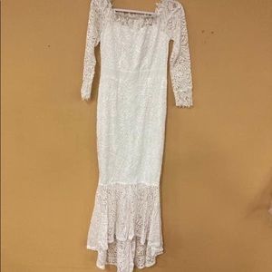 NWOT Wedding dress lace long sleeve 95% polyester 5% cotton